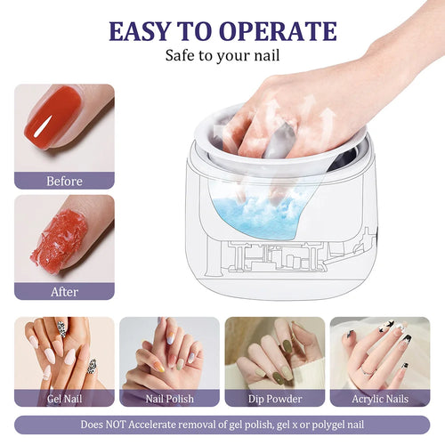 Antes y después: el gel se ablanda con vapor y sale sin limar
